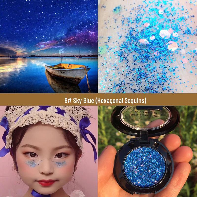 Monochrome Glitter Star Sequins Eyeshadow for Children's Day Performance