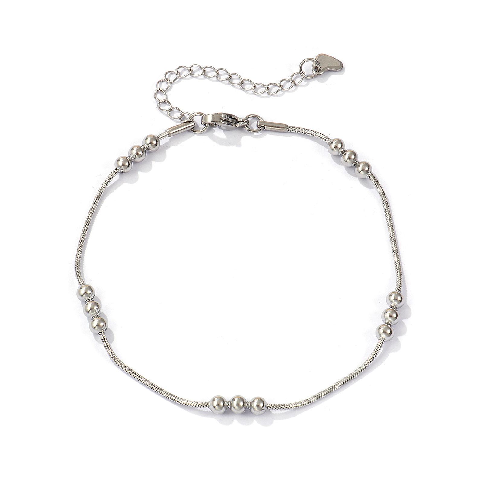 

1 Piece Minimalist Exquisite 304 Stainless Steel Ball Chain Anklet For Women Summer Ocean Party Gift 22cm(8.7 ) long