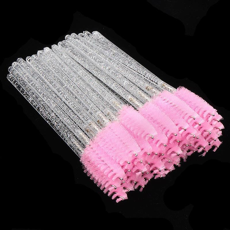 Crystal Spiral Disposable Eyelash & Eyebrow Brushes, 50-Pack – Convenient Nylon Beauty Tool.