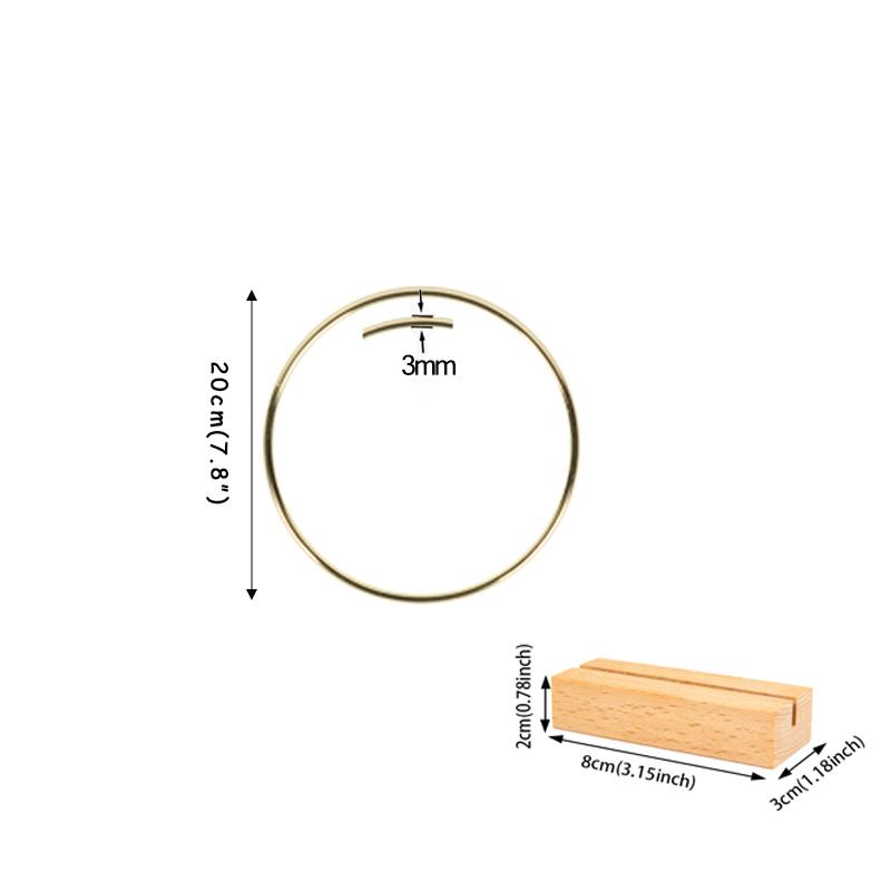 Gold Metal Floral Hoop Garland with Wood Place Card Holder for Wedding Table Floral Centerpieces DIY Wreath Macrame Table Craft