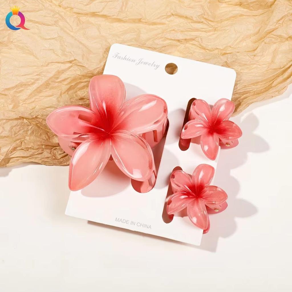 3 Pcs Hawaiian Hair Claw Clip for Women,Flower Marble Vein Hairpin Barrette Summer Vacation Beach Cute Fashion Hair Accessories