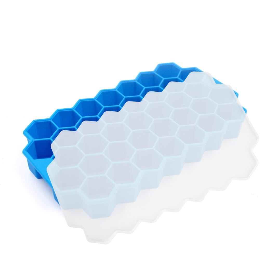37 with Cover Honeycomb Mesh Ice Cube Trays Reusable Silicone Ice Block Mold Free Ice Maker with Removable Lids
