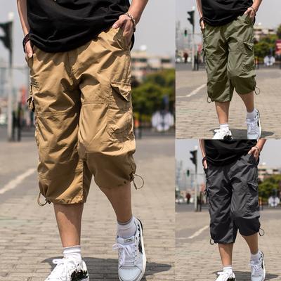 Fashion Men's Casual Mid Waist Solid Color Pockets Outdoor Shorts Pants