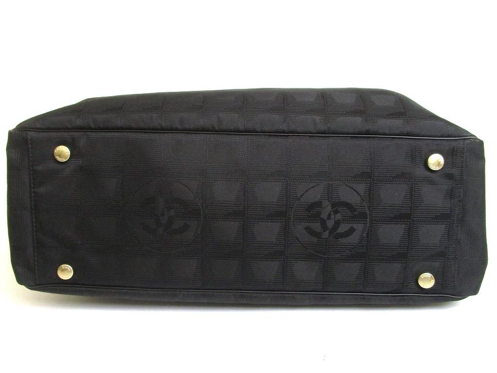 Authentic CHANEL New Travel Black Nylon Leather Tote Bag Hand Bag Shoppers Bag #a958  Refurbished
