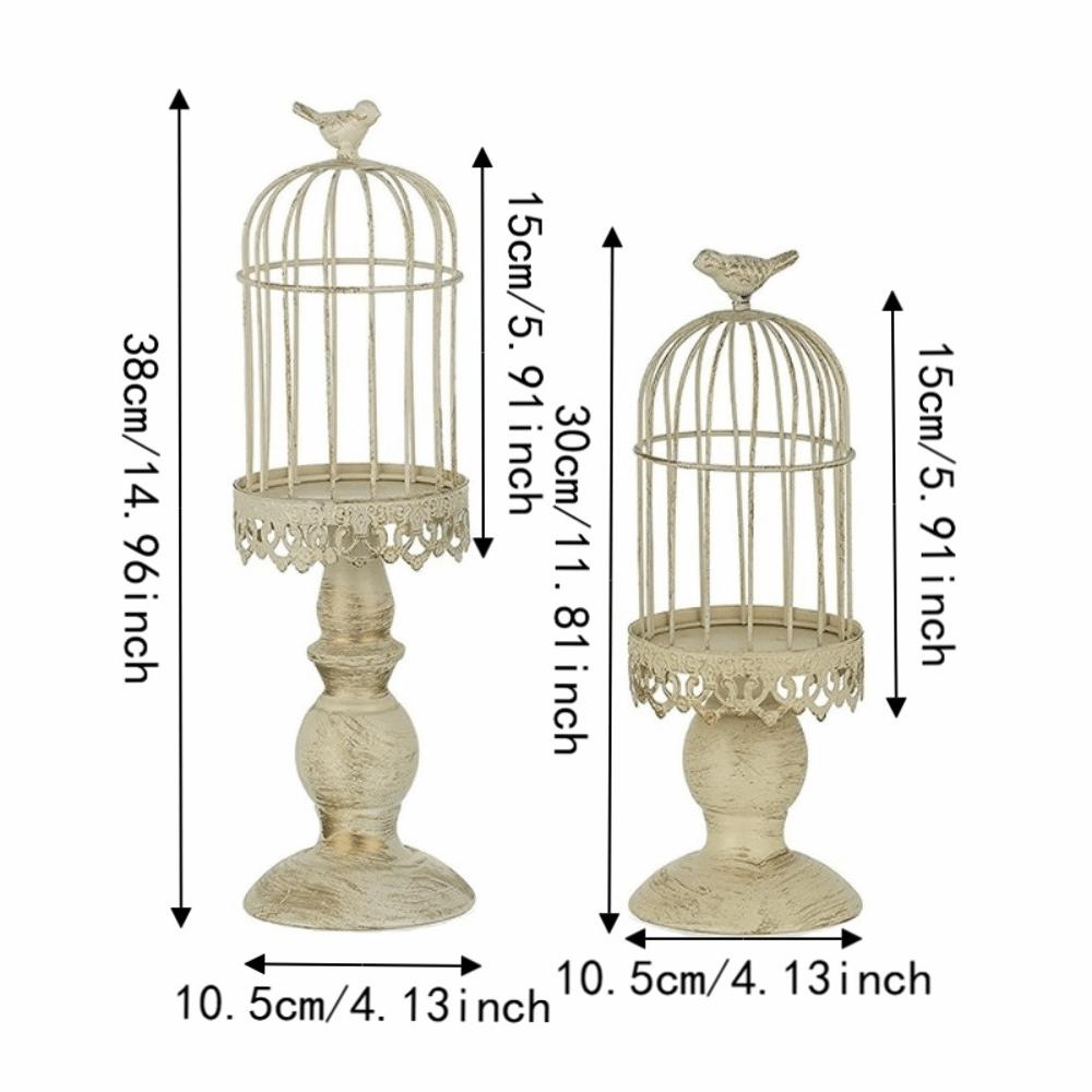 Vintage Birdcage Candle Holder Iron Plant Saucer Tabletop Ornament Aromatherapy Candle Stand Xmas