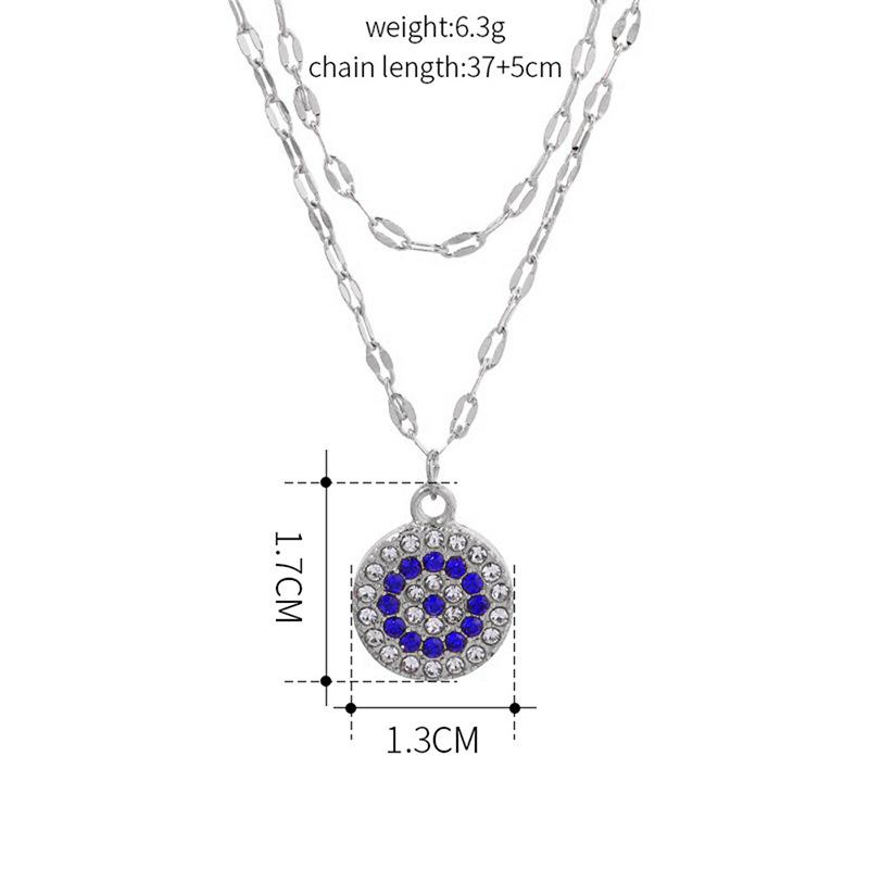 Crystal Devil's Eye Necklace New Gold-plated Double-layer Fashion Personality Alloy Pendant Sweater Chain Women