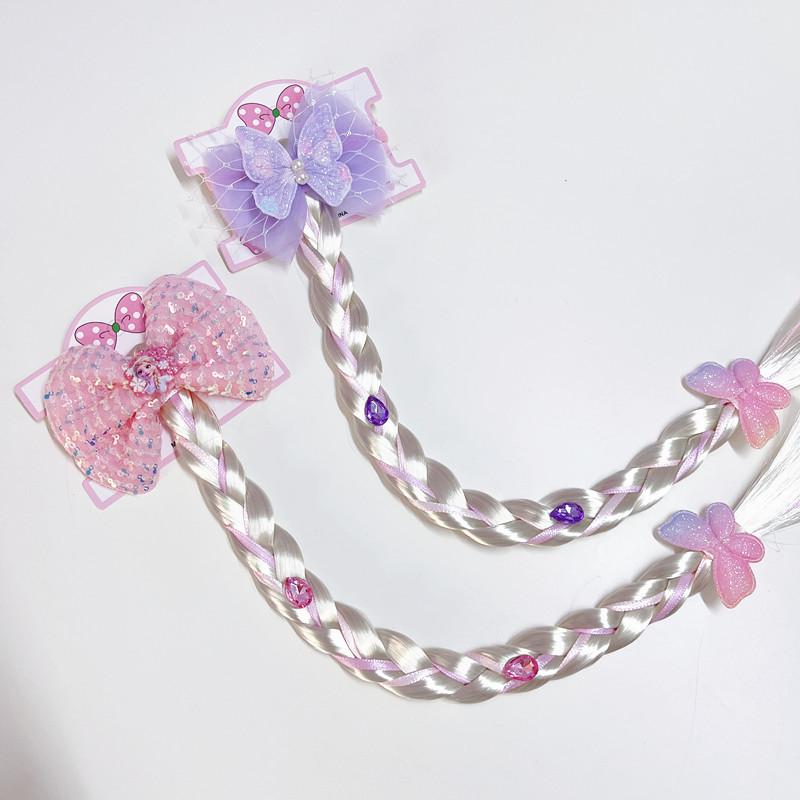 Kids' Cute Starfish Pearl Bow Braid Mesh Wig Ponytail