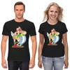 Astérix et Obélix, Personnages Célèbres Figurine, T-shirt Blanc-Noir à Manches Courtes Homme / Femme F076
