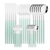 30pcs Gold Dinnerware Set Stainless Steel Dinner Knife Fork Coffee Spoon Teaspoon Flatware Dishwasher Safe Kitchen Tableware Set