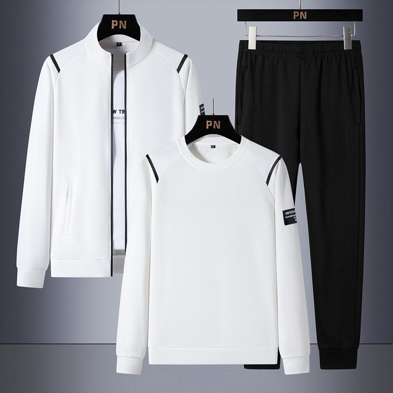 Pánský sportovní běžecký set, módní ležérní třídílný set - kardigan + svetr + kalhoty