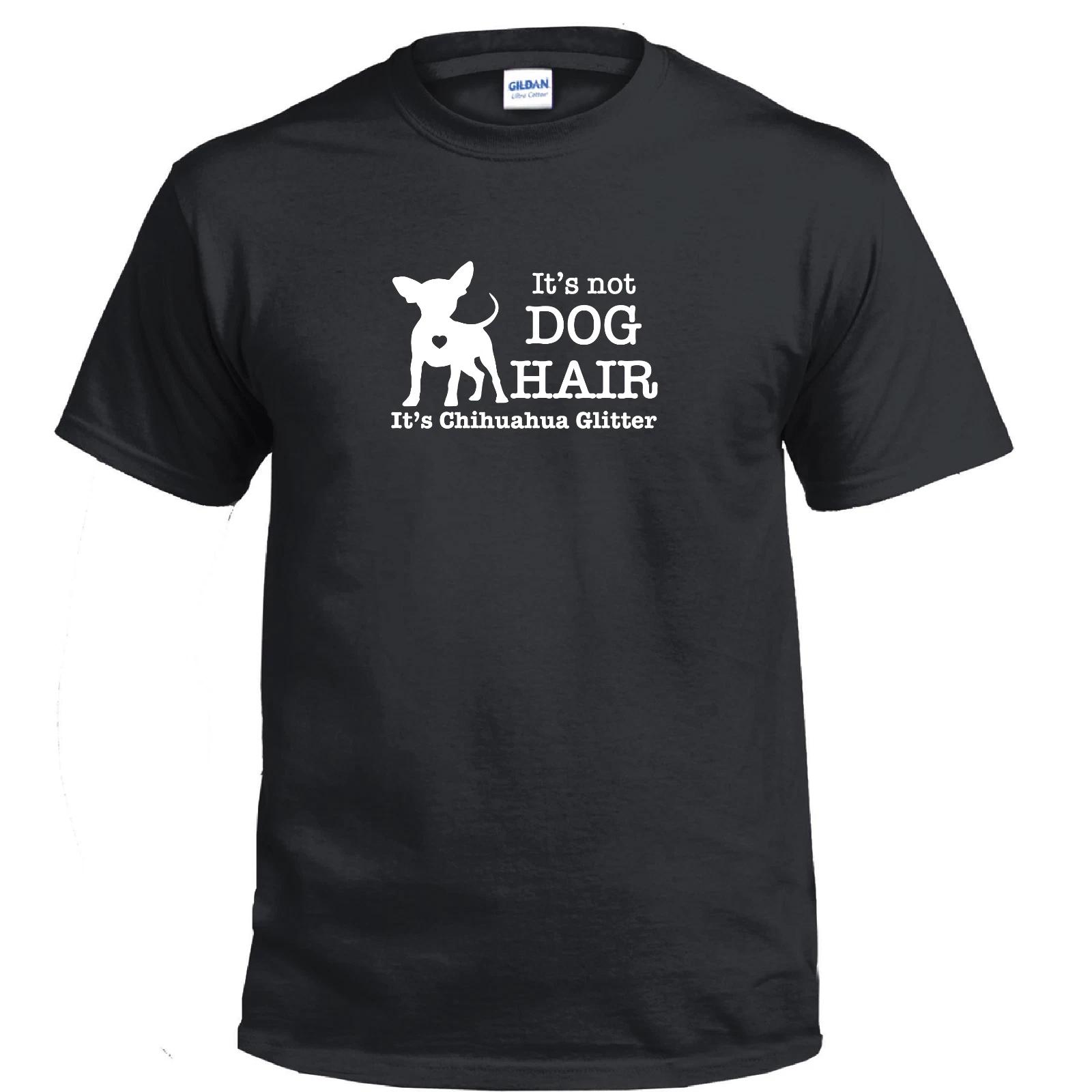 

Its Not Dog Hair Its Chihuahua Glitter Silhouette Funny Cotton Black T-Shirt S