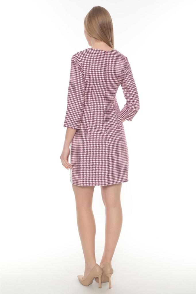 Damen Übergröße Kleid Gestreiftes und Lederdetailliertes Kleid