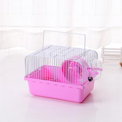 Portable Hamster Carrier Cage Small Animal Travel Habitat for Gerbils Mice Single Level Villa Style with Water Bottle