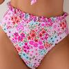 Damen High Waist Spitzen- und Blumen-Bikini-Set Zweiteiliger trägerloser Badeanzug CLE