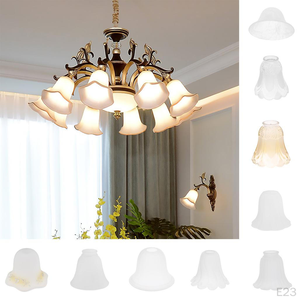 Bell Shape Vintage Frosted & Clear Glass Lamp Shade