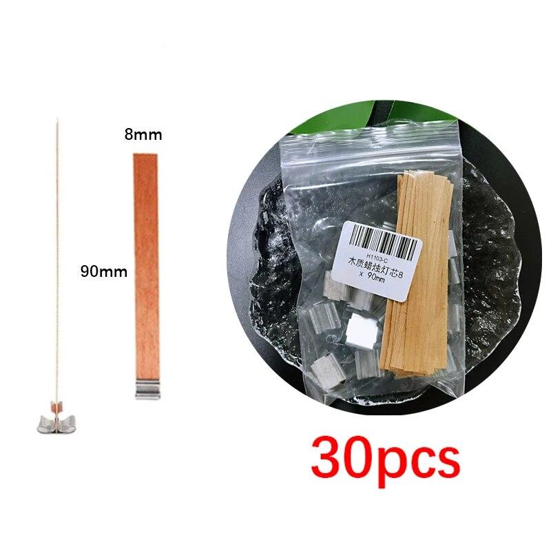 30pcs Of Wooden Candle Wick With Clip Base Candle Wicker Burning Smokeless Wick Candle Centering Tool