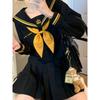 Longpen School Authentic Sailor Lolita Yellow Pleated Classic Cosplay Long JK Sailor School Lolita Costume for Photo Cultural Halloween Uniform, Suit,