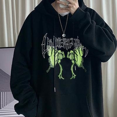 Oversized Sweatshirt Goth Skull Butterfly Harajuku Print Hoodies Long Sleeve Pullover Women And Men Tops Women's Hoody