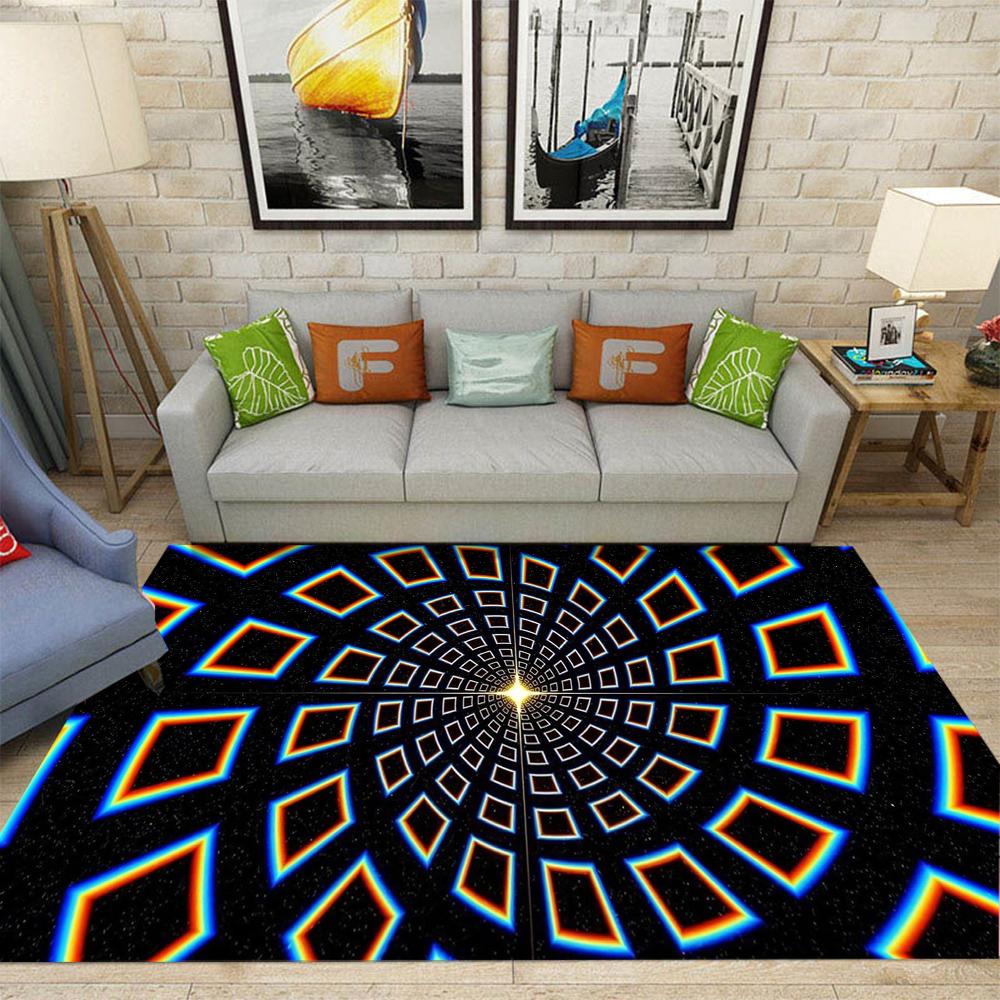 3D Illusion Hole Carpet Future Technology Rug Bedroom Esports Room Chair Anti Slip Mat Home Decoration