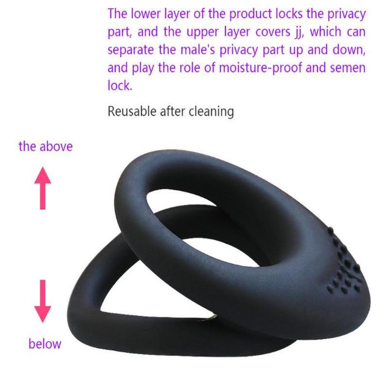Samox Silikon Penisring Hodensack Bind Cockring Sexspielzeug für Männer Erektion Prostata Massage Dual Ring Verzögerung Ejakulation Sperrring