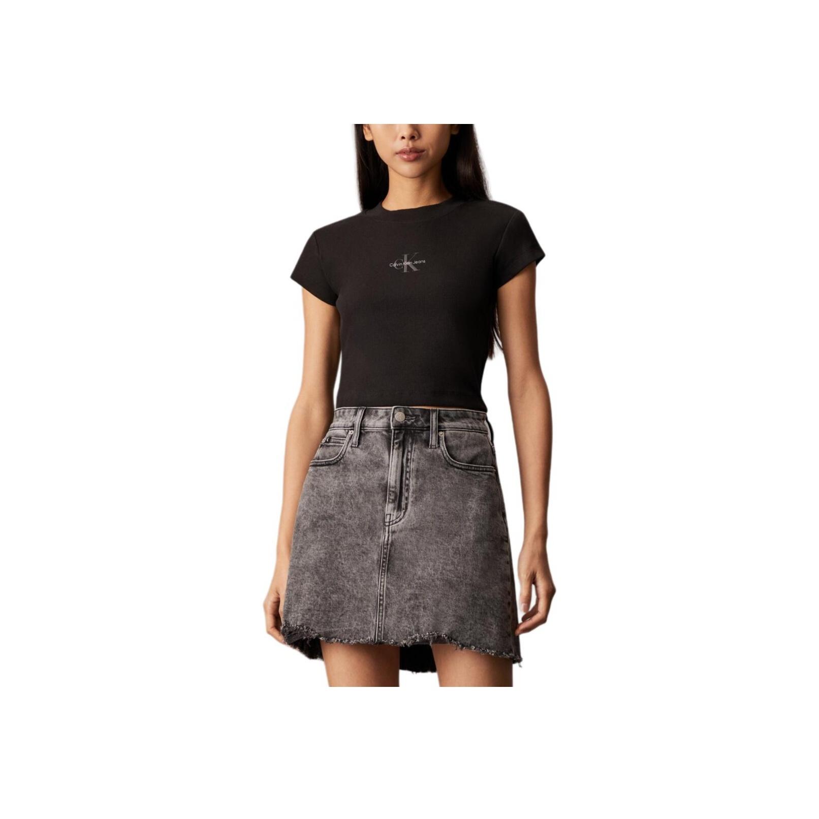 

Calvin Klein Удобная футболка с принтом букв, рубчатой вязки, с круглым вырезом и короткими рукавами, женский топ, черный J224948-BEH M