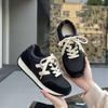 Leather platform versatile fried street sneakers women's 2025 new autumn American retro fashionable feet small German training shoes