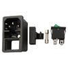 About 5x3x3cm IEC320 C14 3-Pin Socket 10A Rated Current 250V Rated Voltage Compact Size Illuminated Rocker Switch