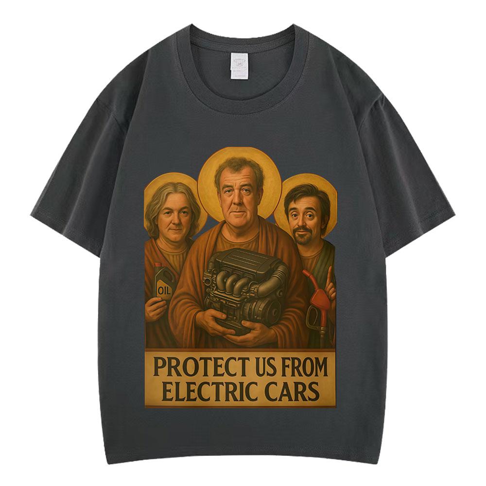 Jeremy Clarkson Beschütze Uns Vor Elektroautos Lustiges Meme T-Shirt Unisex Damen Kleidung Lässig Baumwolle Übergroß Vintage T-Shirts
