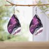 Pink Colorful Swirl Painting PU Leather Earrings For Women Creative Purple Marble Pattern Teardrop Earrings