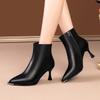 Heeled Leather Pointed Toe Woman Short Shoes Autumn Winter Waterproof Warm Ankle Boots For Women New Trend  Booties Sale