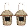 Hummingbird House with Lanyard Grass Hand Woven Resting Place Outdoor Hanging Natural Birdhouse Bird Hut Outside