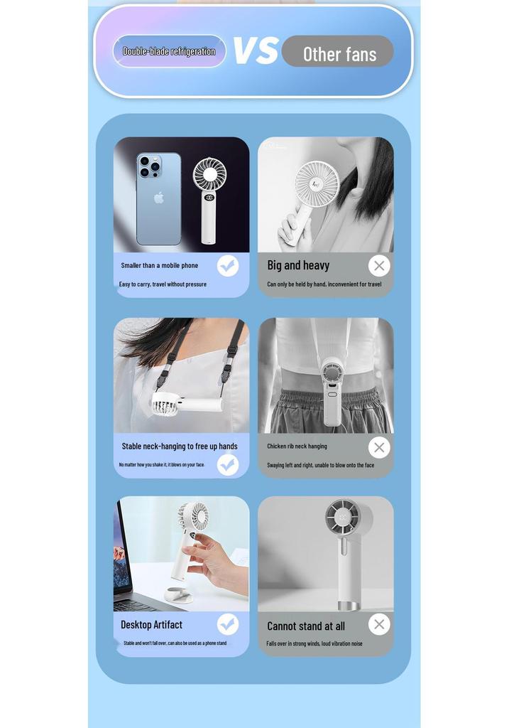 2026 New Model USB-Powered 5-Speed Portable Handheld and Desktop Semiconductor Refrigeration Mini Fan for Outdoor Use