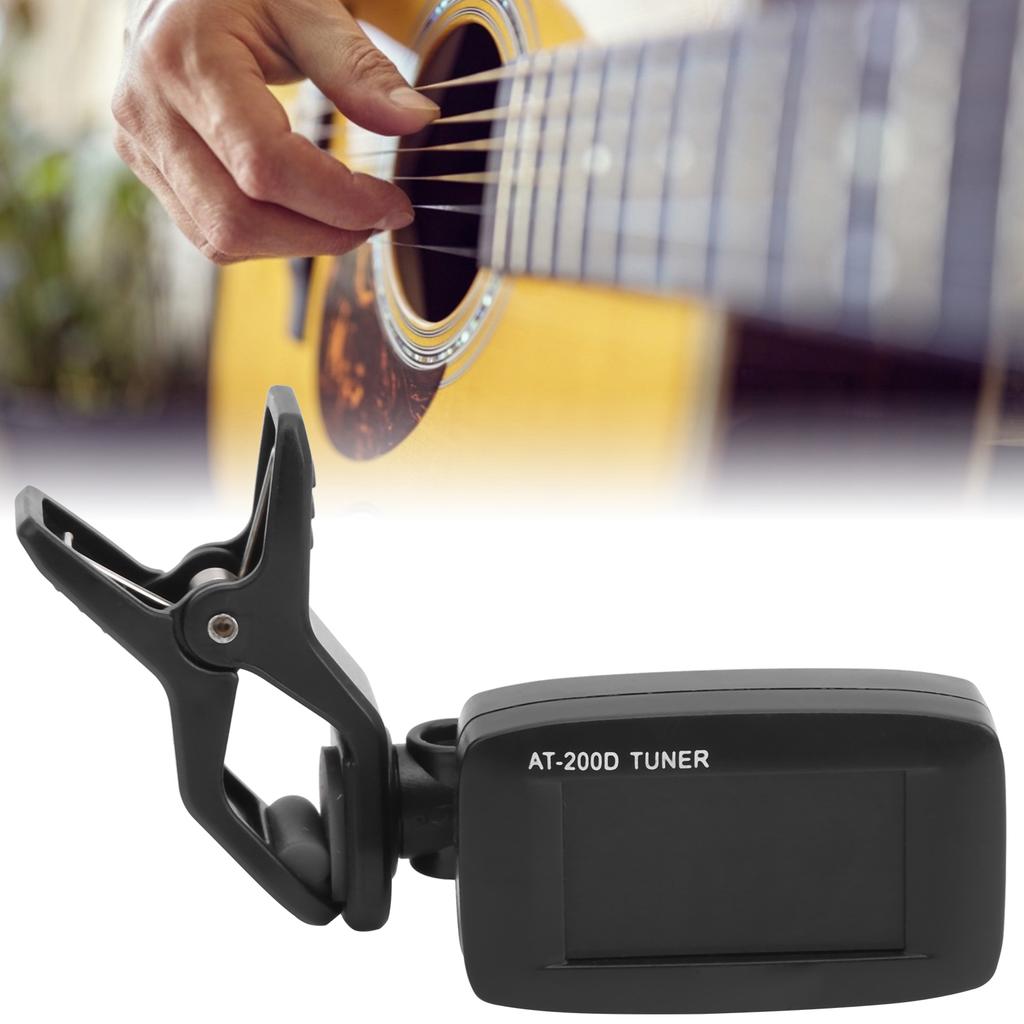 AROMA Digitales Gitarrenstimmgerät Chromatisches Gitarren-Bass-Ukulelen-Musikinstrumentenzubehör AT-200Schwarz