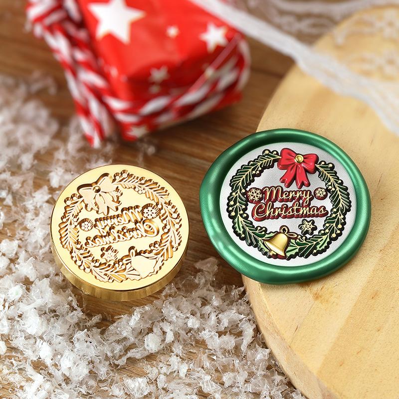 Christmas Series Embossed Christmas Tree Lacquer Seal Head Brass Carving Wax Seal Decoration Gift for Lacquer Lovers