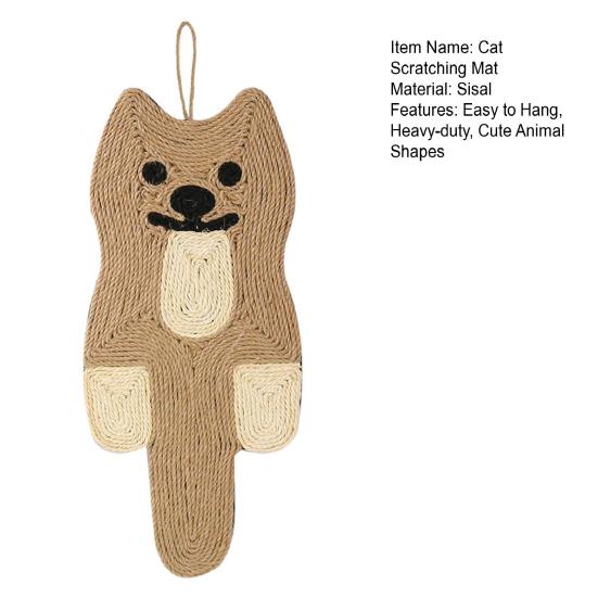 Sisal Cat Scratching Mat Cute Animal Shape Hanging Cat Scratch Mat Protect Your Furniture Vertical Cat Scratcher for Indoor Cats