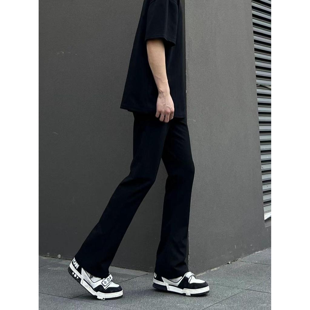 Unisex Black Fleece-Lined Micro-Flared Slimming Jeans - Casual American-Style Straight-Leg Pants