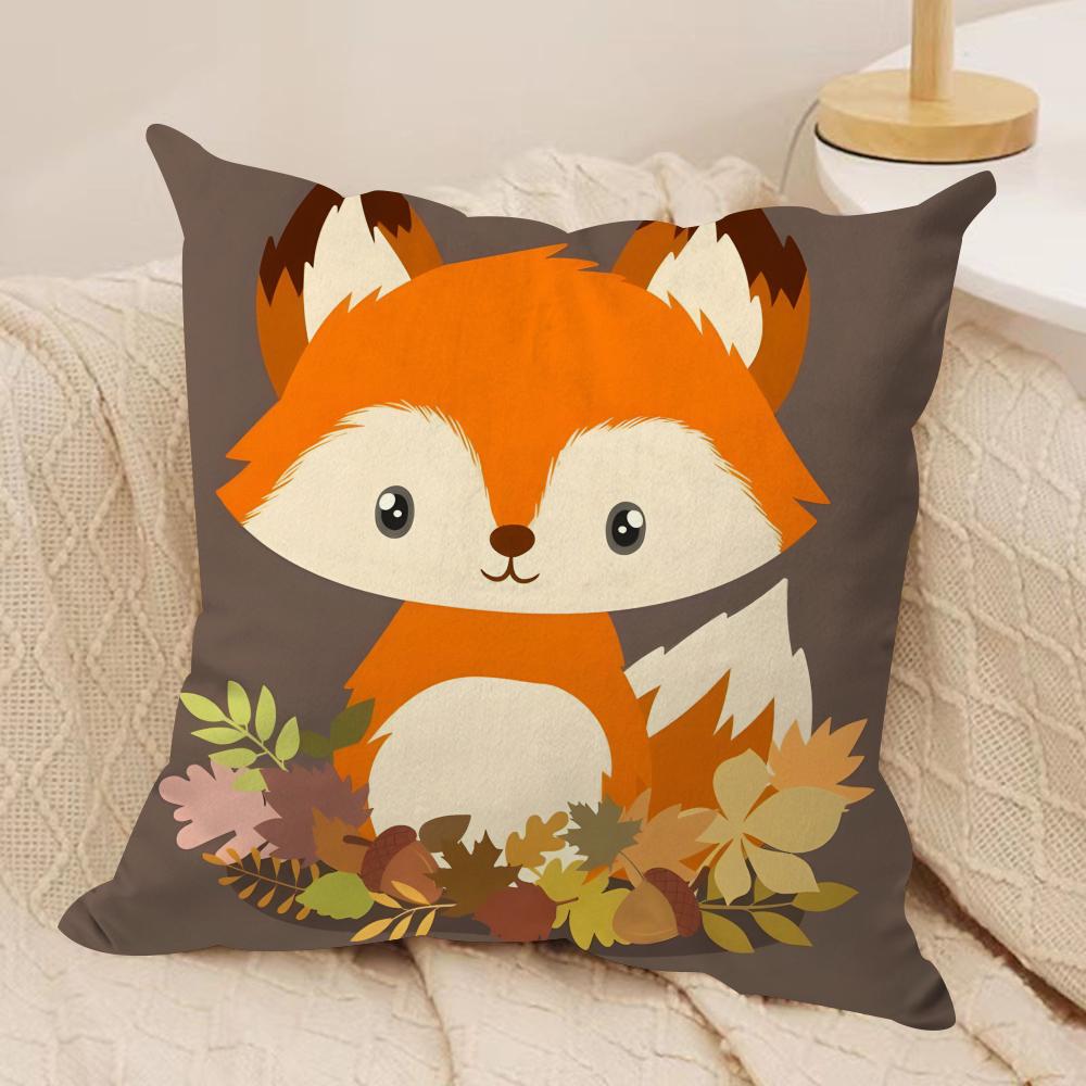 Fox Cute Woodland Cushion Cover Soft Plush Throw Pillow Cover DoubleSided Printed Cushion Case Cozy Sofa Home Decor