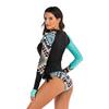 Women Sunscreen Long Sleeve Print  Beach Surfing Suit Swimwear