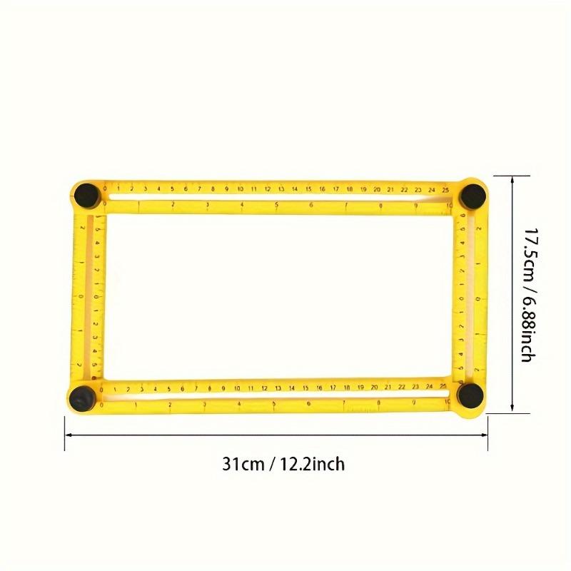 [Vielseitiges Lineal] 4-in-1 Faltlineal 1 Stück | Doppelte Skala in Zoll & Zentimetern, Strapazierfähiger Kunststoff, Perfekt zum Messen von Winkeln, Seiten & Ecken