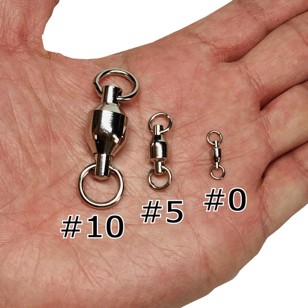 Ball Bearing Swivels 11 Sizes Stainless for Fishing from Delicate Small Fish to with Welded Bearings to Prevent Twisting #5, 30-Piece Set, Available,