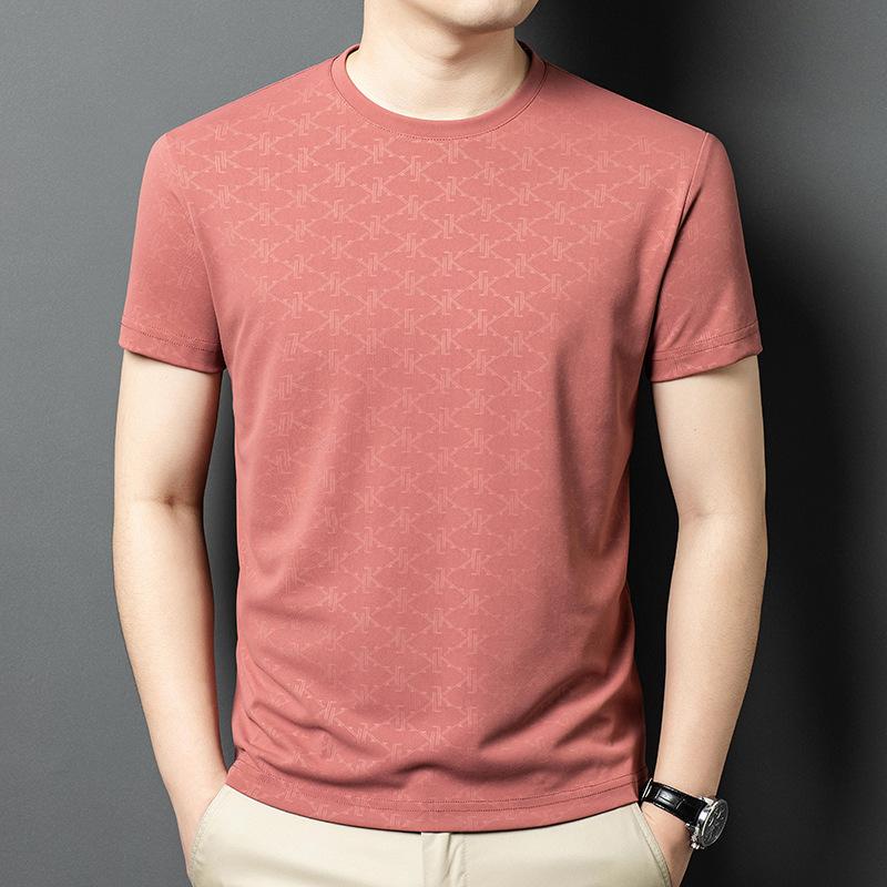 Letní Nové Pánské Tričko s Krátkým Rukávem Kulatý Výstřih Potisk Oblečení pro Tátu Středního Věku Pánské Tričko