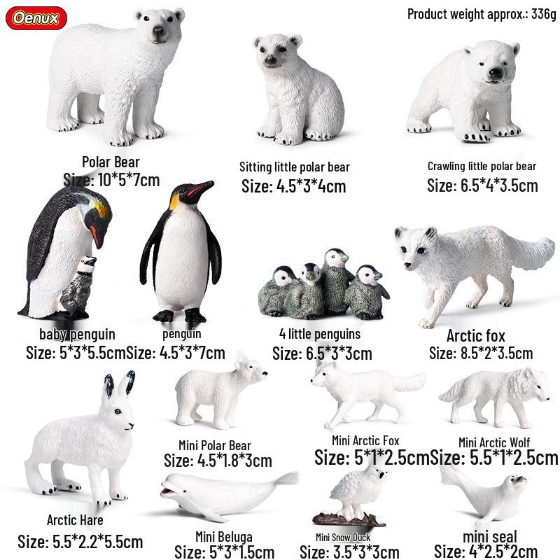 Polar Wildlife Animal Model Toy Set: Polar Bear & Penguin