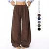 Womens High-Waisted Wide Leg Pants Loose Fit Flowy Casual Trousers With Drawstring Waist Coffee Grey Navy Black Olive Green