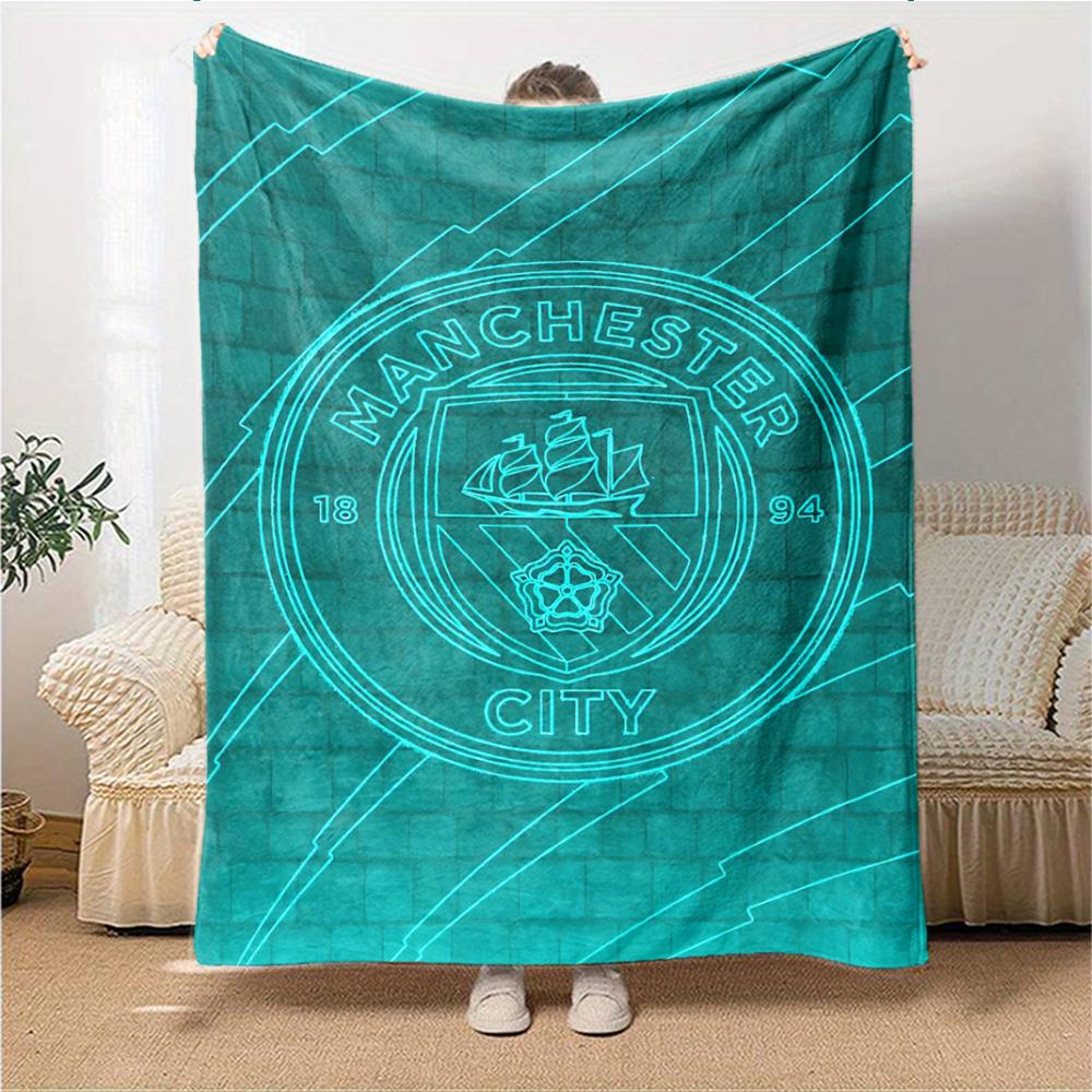 Manchester City Wappen Decken Flanell Bedruckt Atmungsaktiv Warm Überwurf für Zuhause Büro Bettwäsche 0708a21
