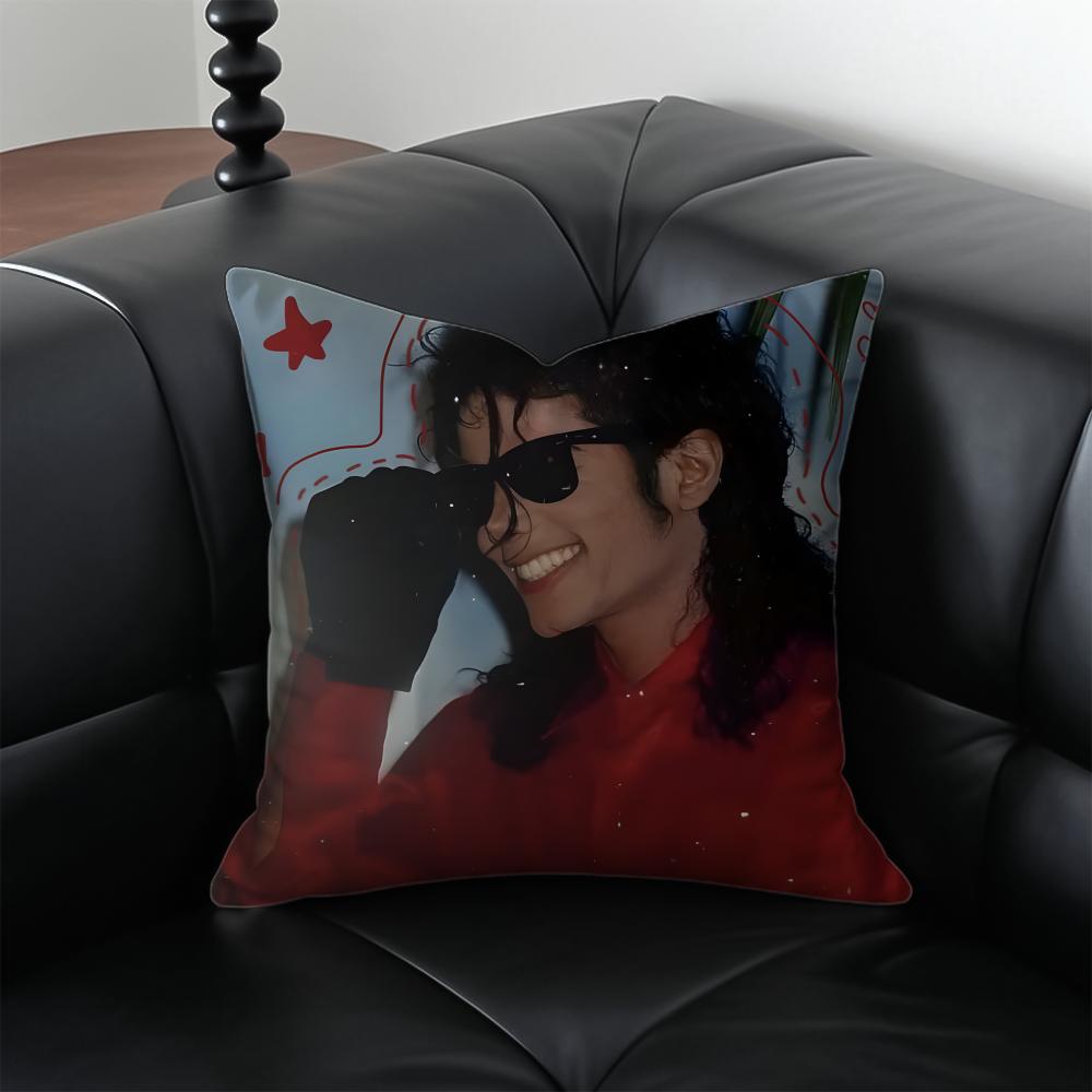 M-Michael Jackson Pop King Cushion Cover Pillow Case Anti-Dustmite Invisible Zipper Silky Plush Cushion