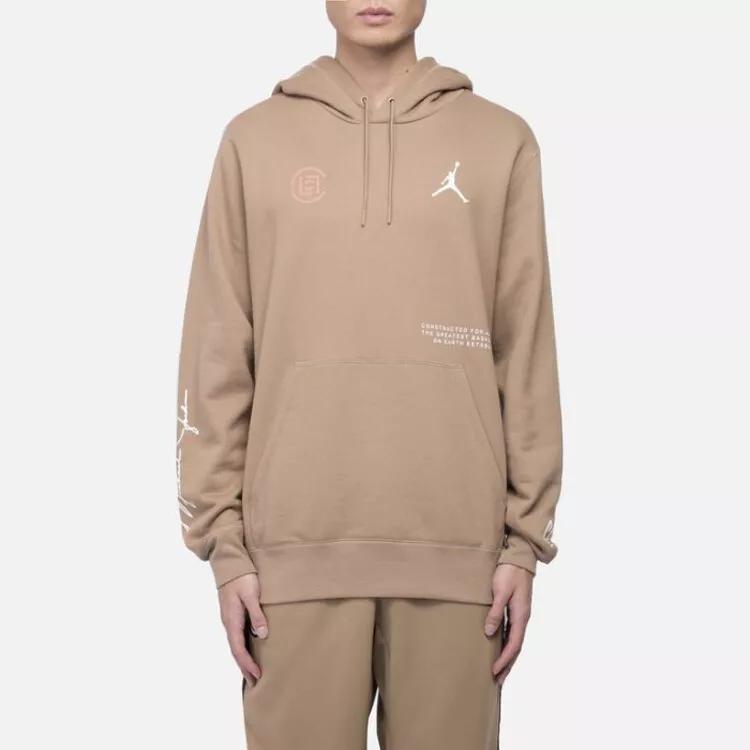 Air Jordan X CLOT Crossover Logo Printed Hoodie Brown Men Streetwear AR8395-213