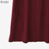 ZANZEA Rochie Casual de Vară Femei cu Gât Rotund, Largă, Fără Mâneci
