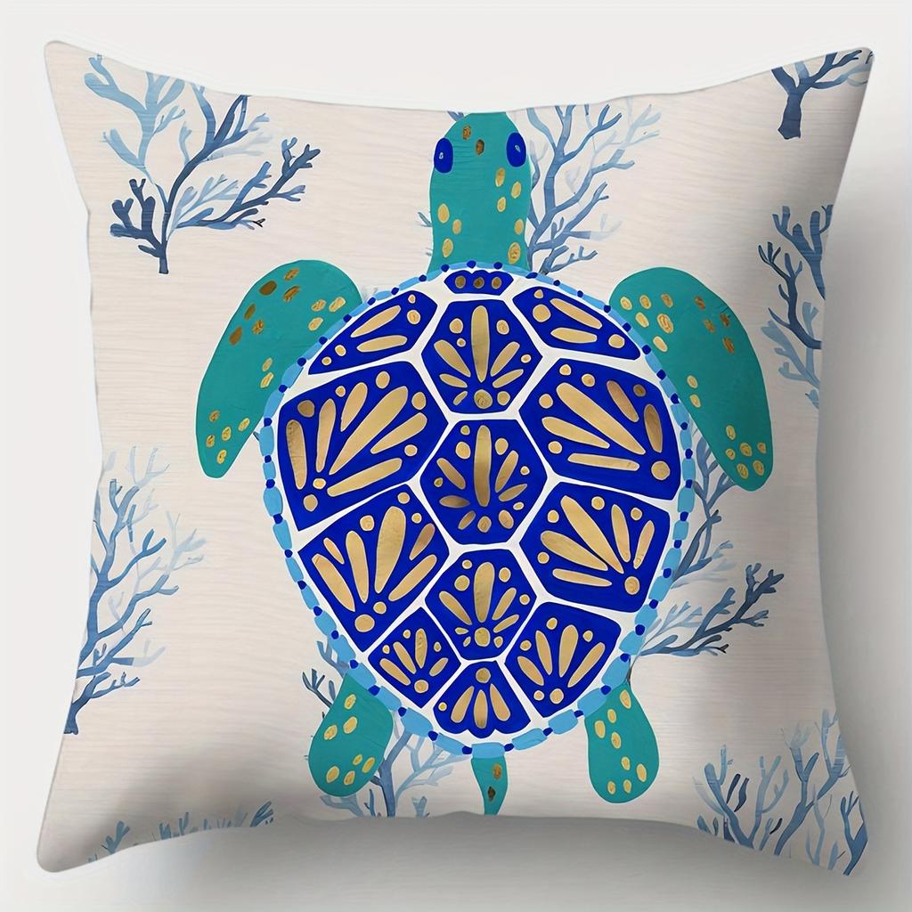 Double-Sided Printed Pillow Covers, Colorful Ocean Creature & Coral Print Cushion Cases, Cozy Home Decor For Bedroom Living Room