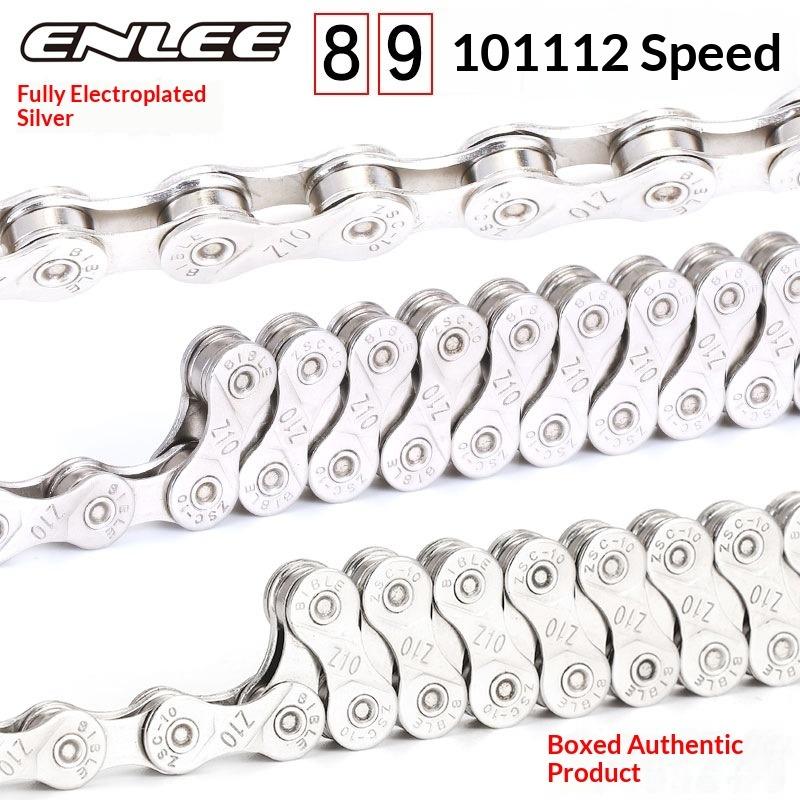 ENLEE Mountain Bike Road Bike Chain 8 9 10 11 12 Speed Plated Chain, Rust Proof with Magic Buckle