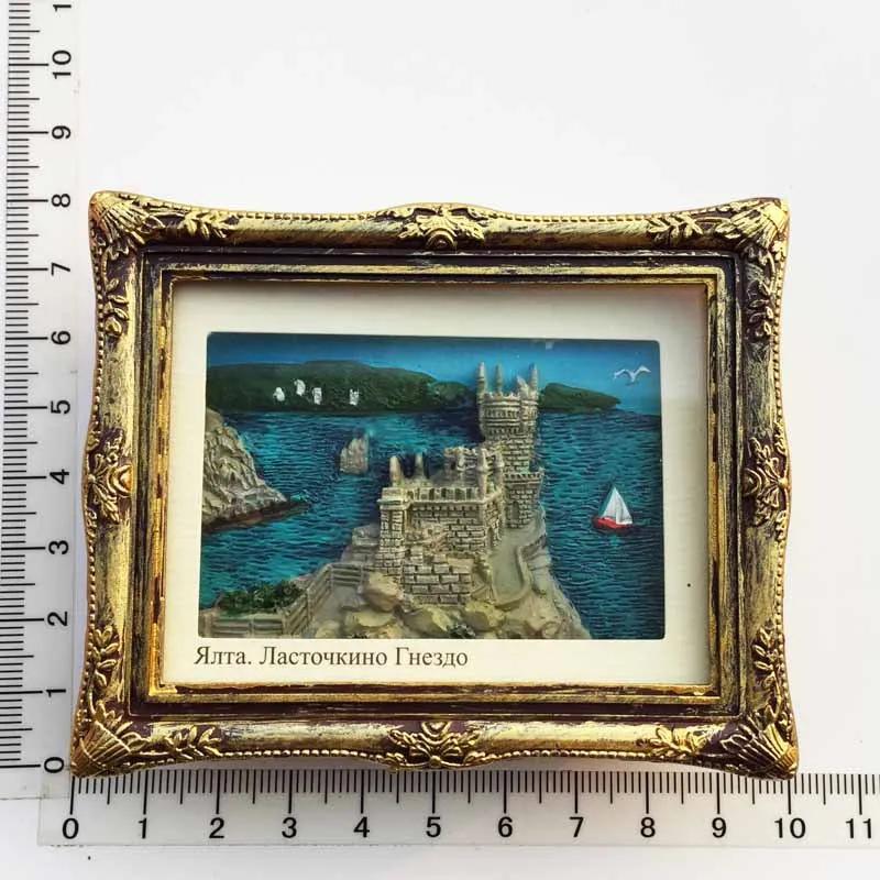 Ukraine Tourist Souvenirs Fridge Magnets Swallow Castle Mini Picture Frame Creative Home Decoration Resin Magnetic Stickers